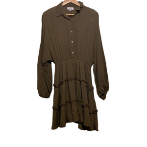 Le Ger by  Lena Gercke green and black polka dot mini viscose dress . Size Xs